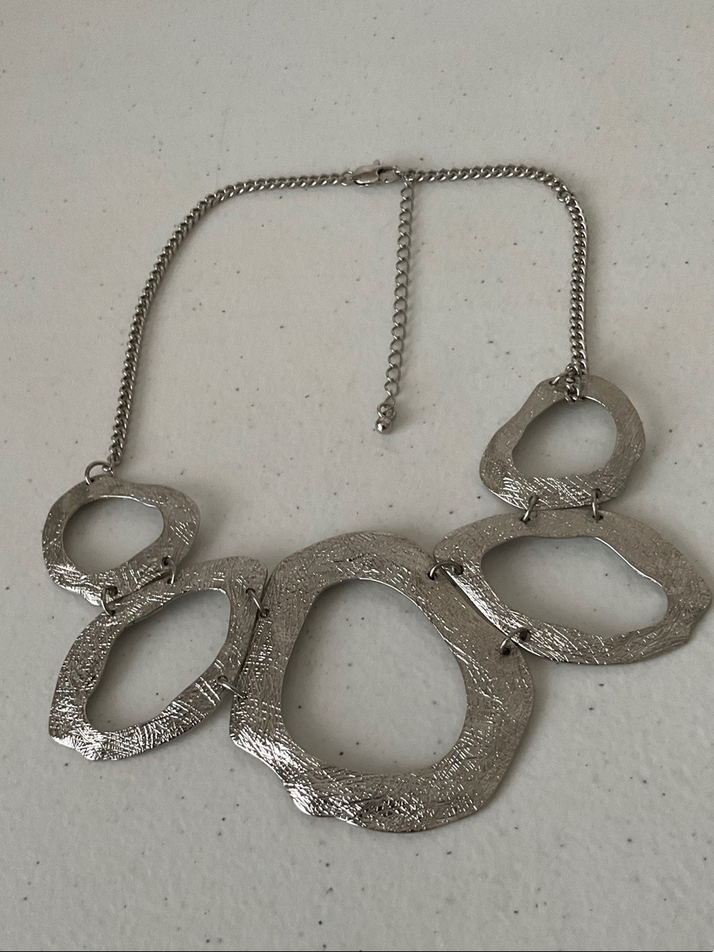 Textured Silver Tone Open-Link Statement Necklace - Women Jewelry